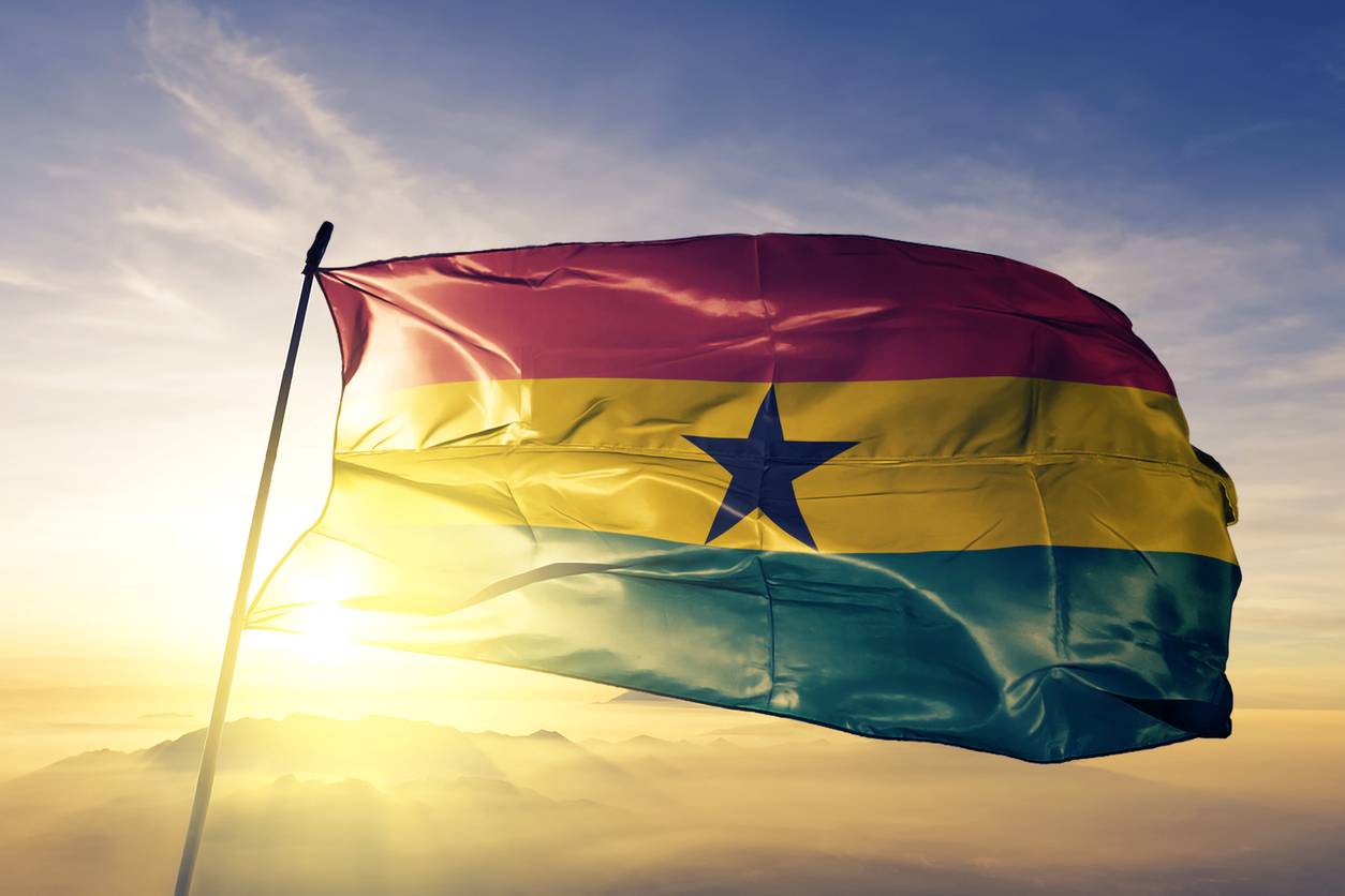 Ghana flag waving during Independence Day celebrations