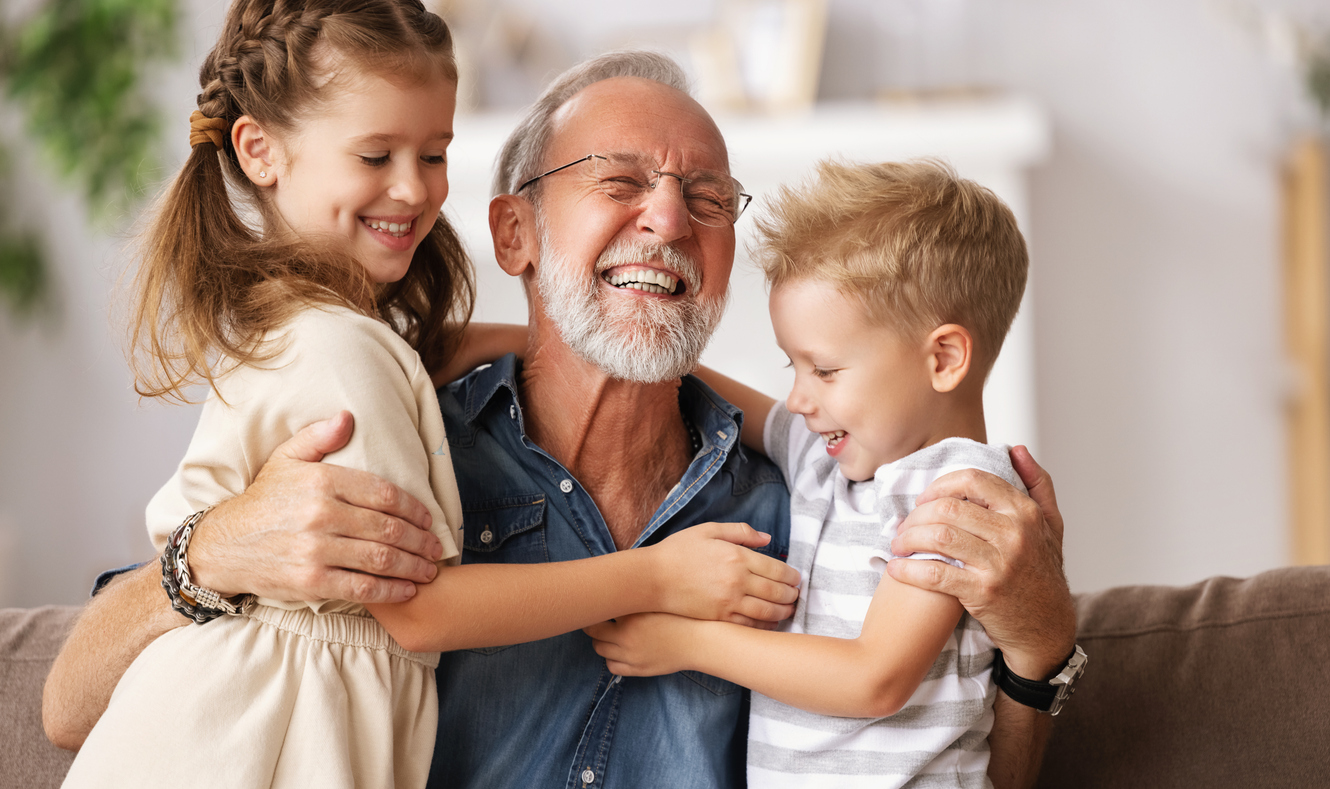 Grandparents with grandchildren for Grandparents Day