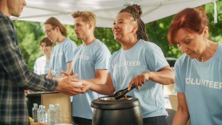 People launching a community awareness campaign