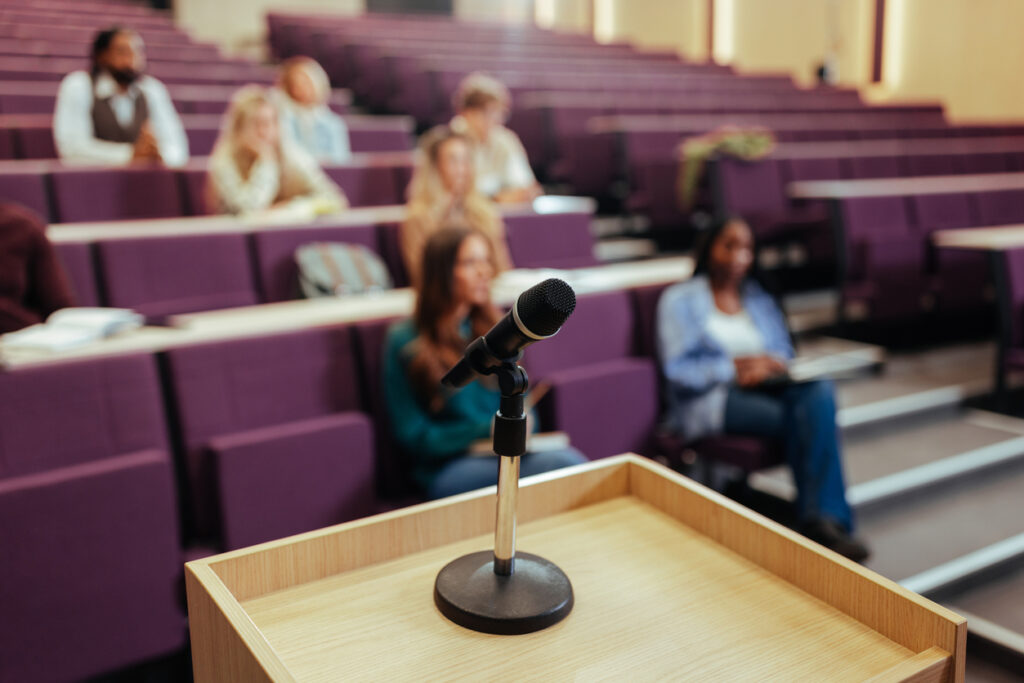 Students participating in a debate for National Speech and Debate Education Day
