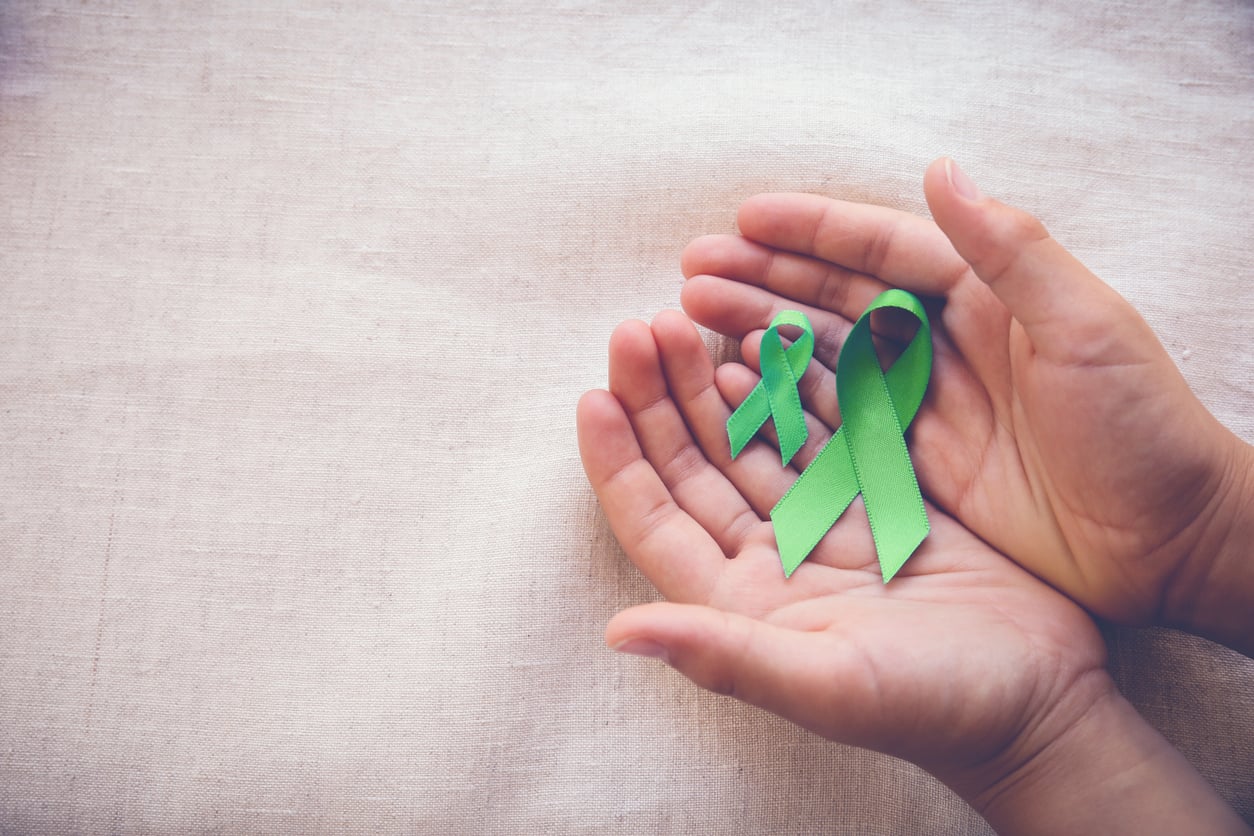 Green ribbon for Mental Health Awareness Month