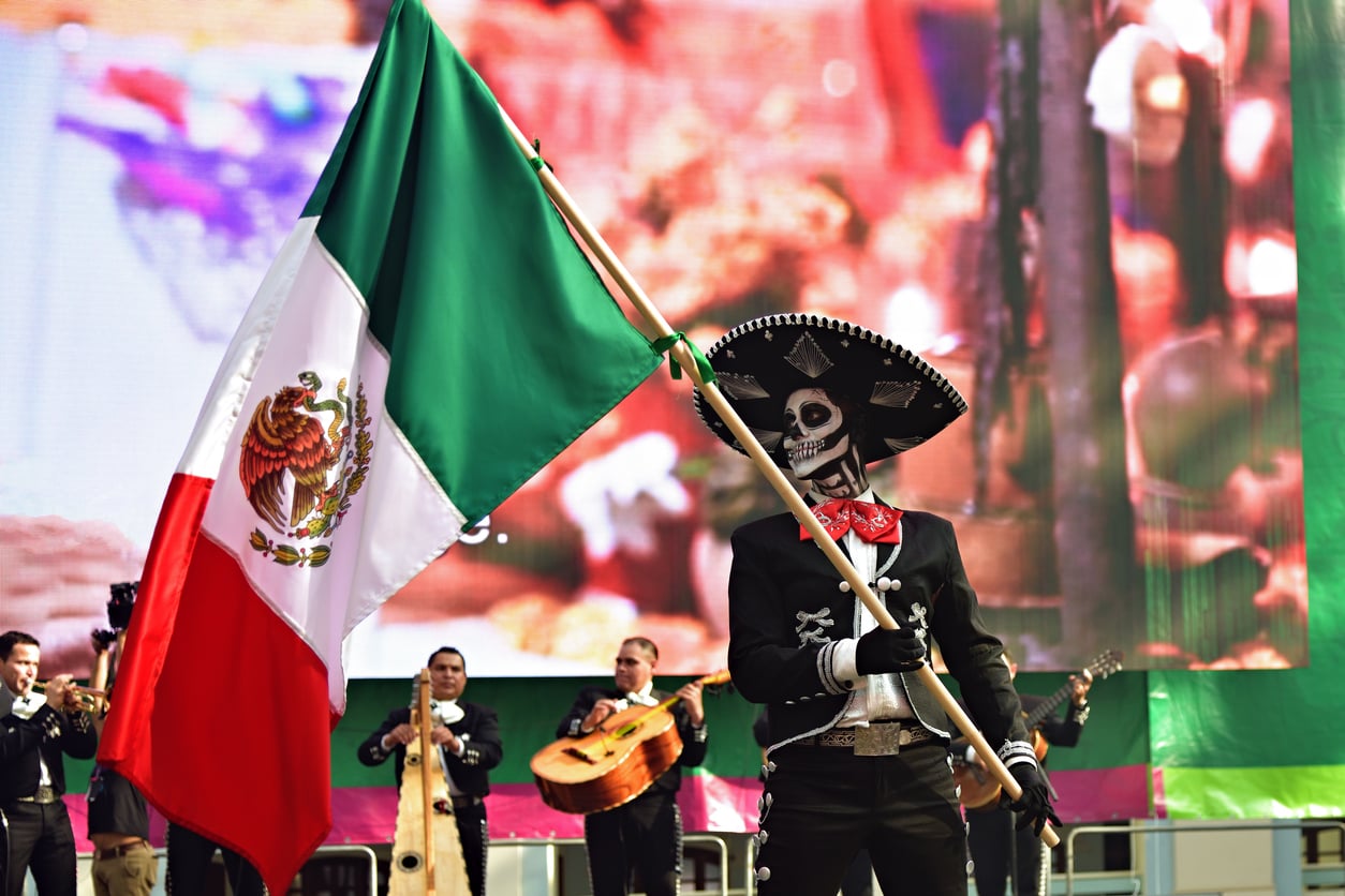 Mexican flag and celebration for Mexican Independence Day
