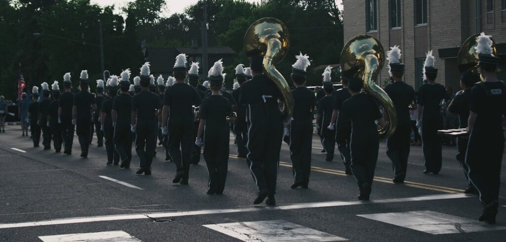 Marching band performing for Marching Band Day