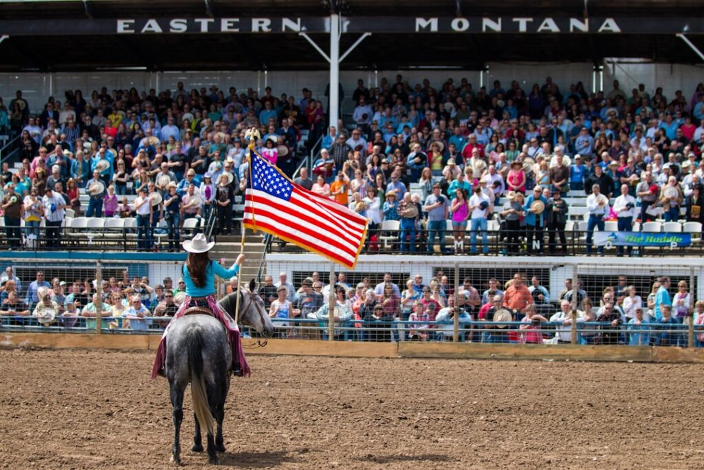 American flag waving for National Anthem Day