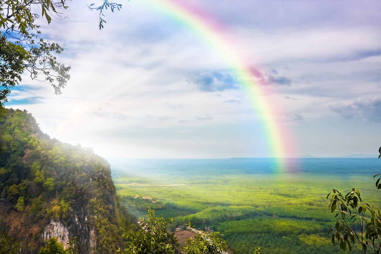 Beautiful rainbow in the sky for National Find a Rainbow Day