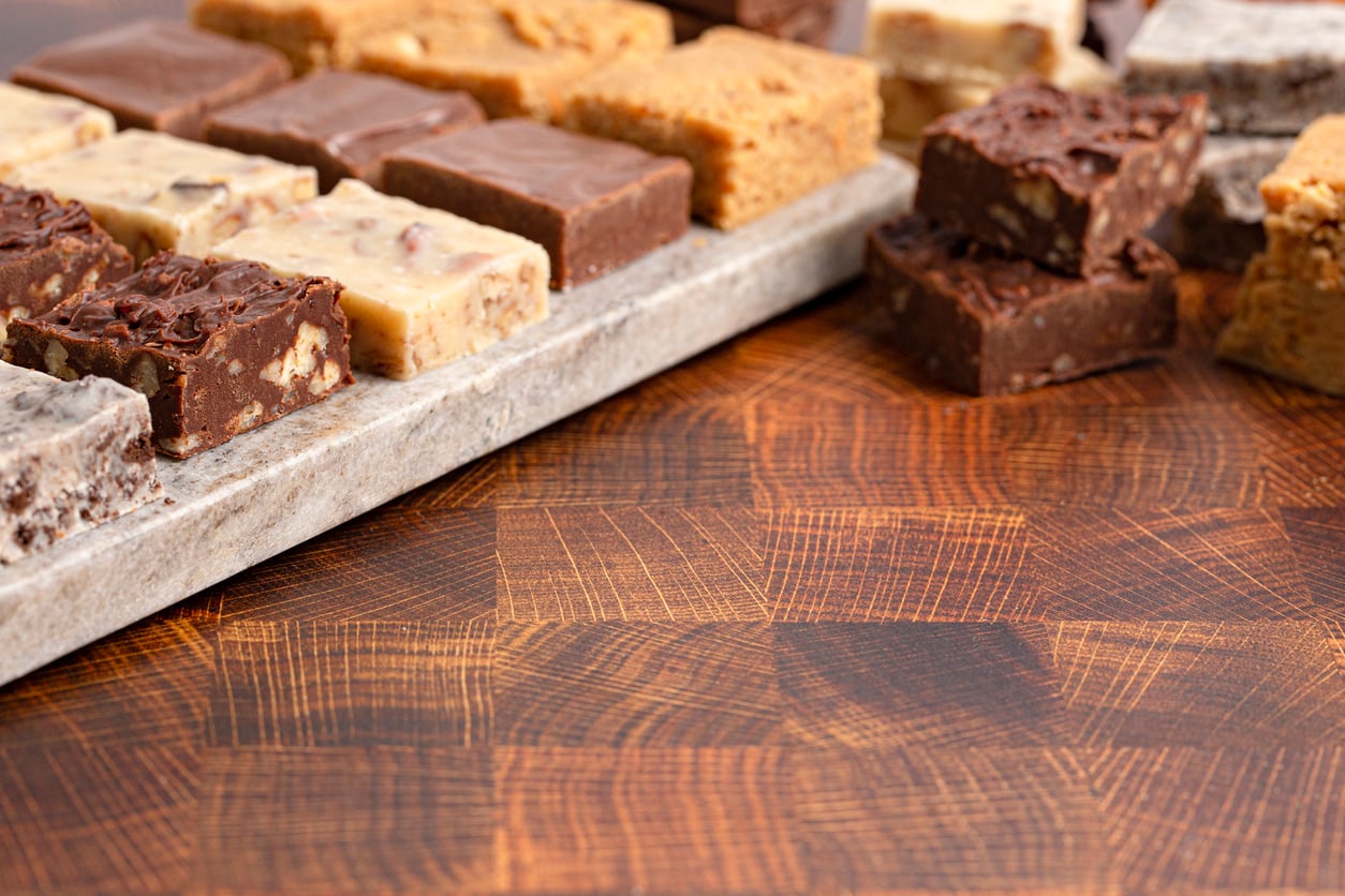 Pieces of rich chocolate fudge