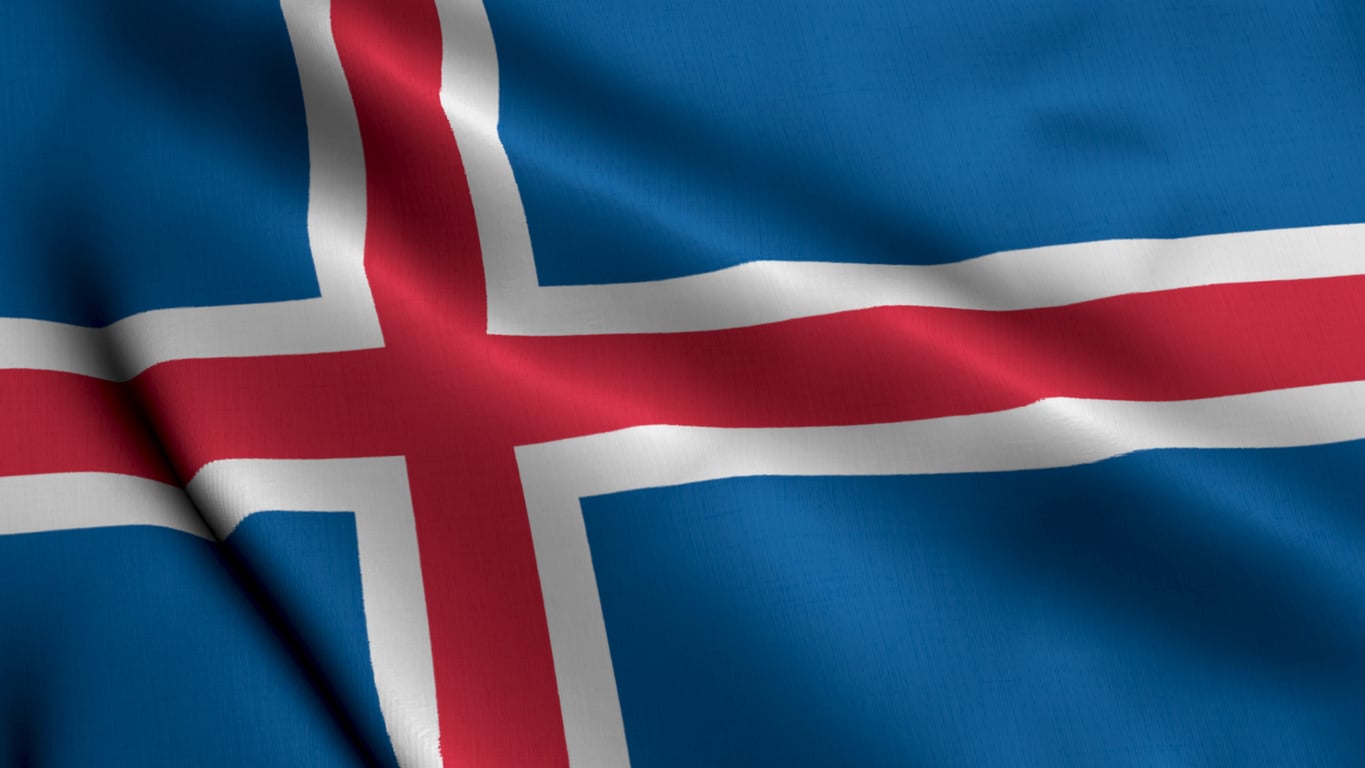Icelandic flag flying on National Day in Reykjavik
