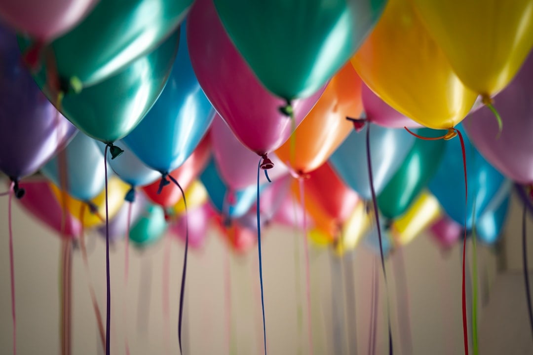 Colourful bunch of party balloons for Balloons Around the World Day