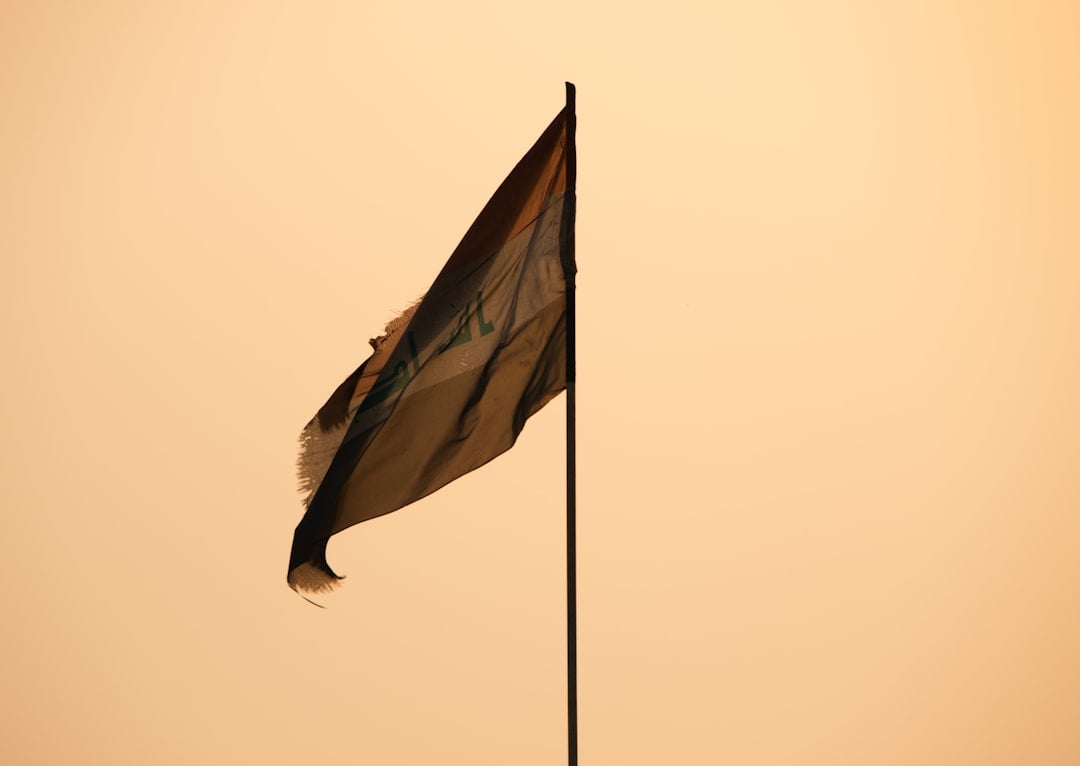 The national flag of Iraq waving