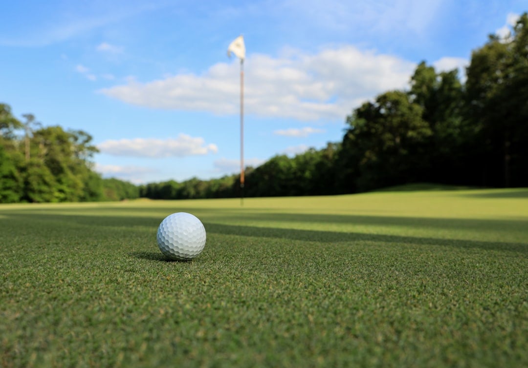 Golf ball on a tee on a green fairway, symbolising a second chance for National Mulligan Day