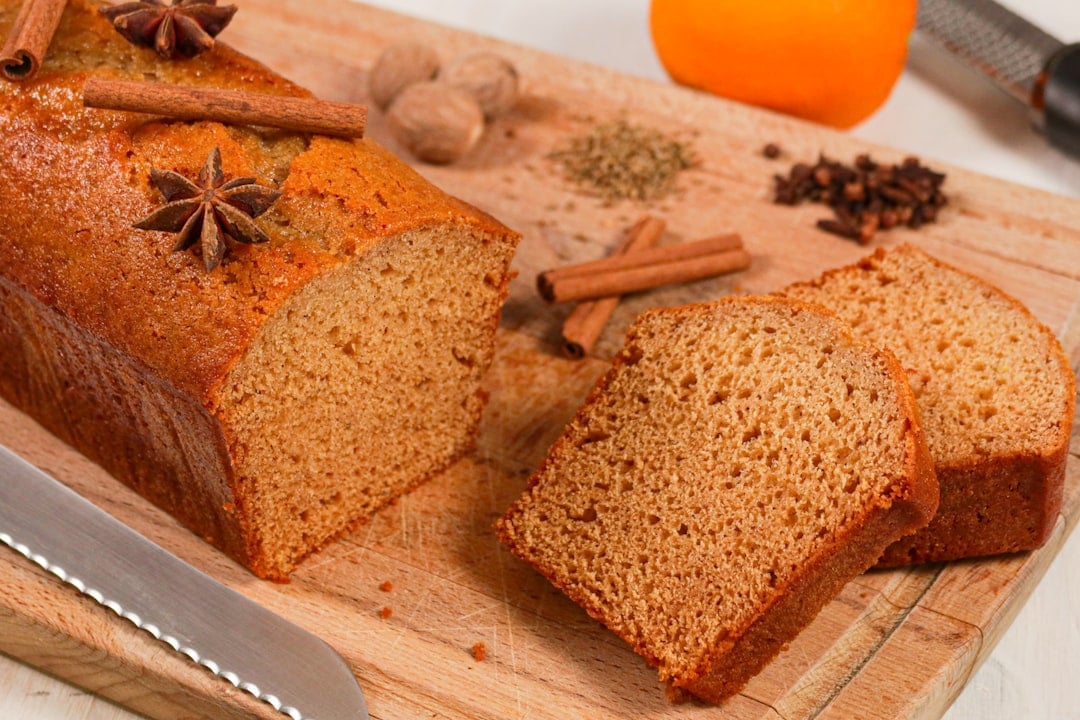 Moist spiced applesauce cake slice