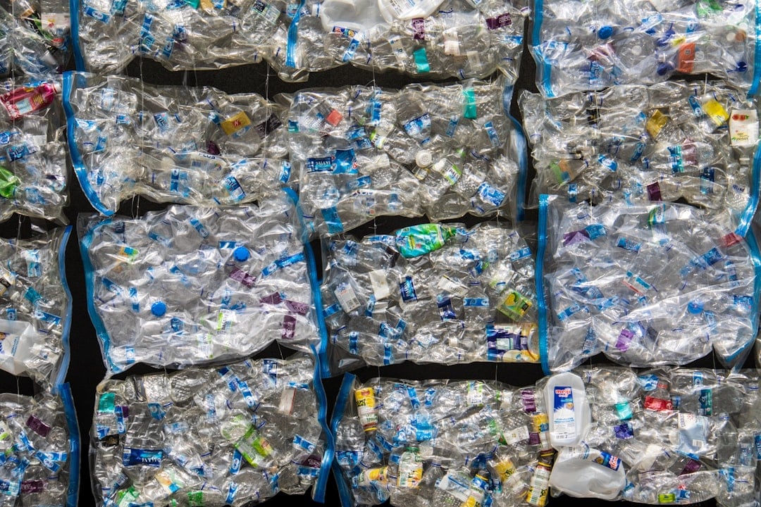 Crushed aluminium drink cans collected for recycling
