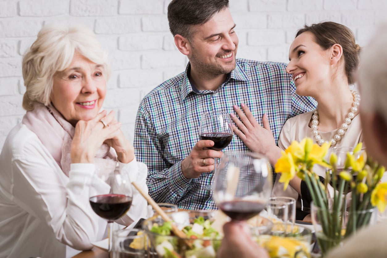 Mother in law with family celebrating