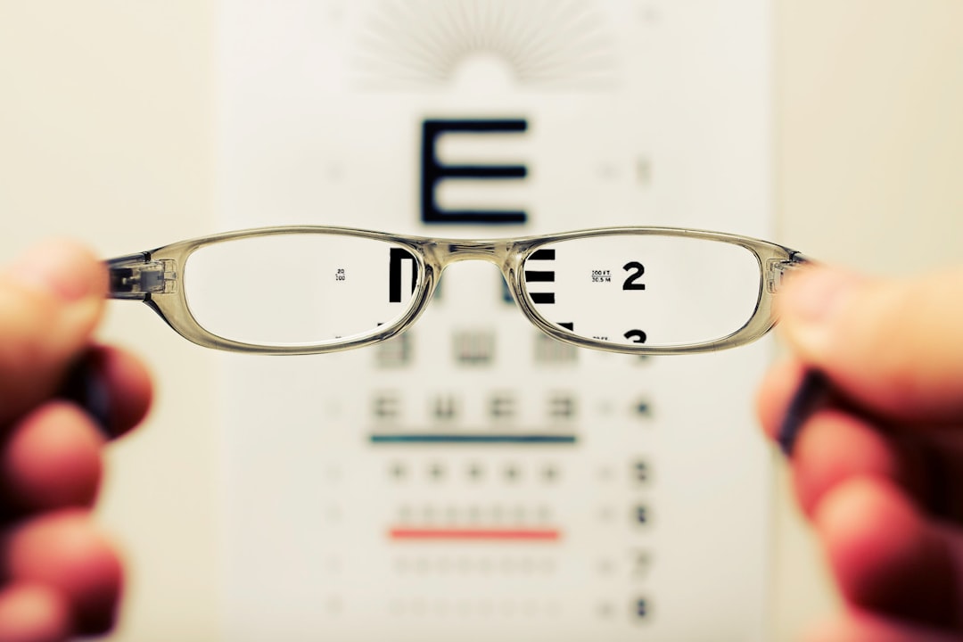 Close-up of an eye examination and colour vision test