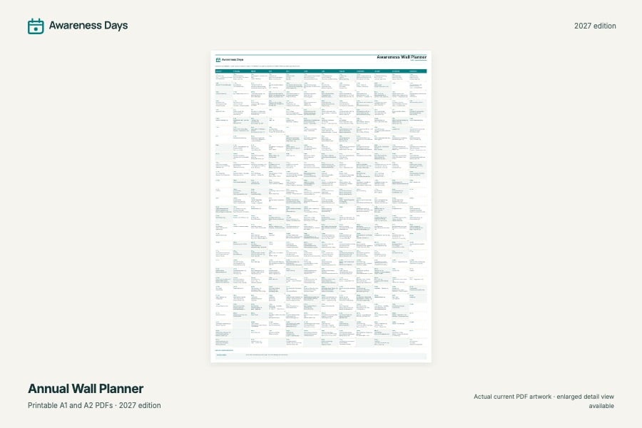 The annual awareness days wall planner