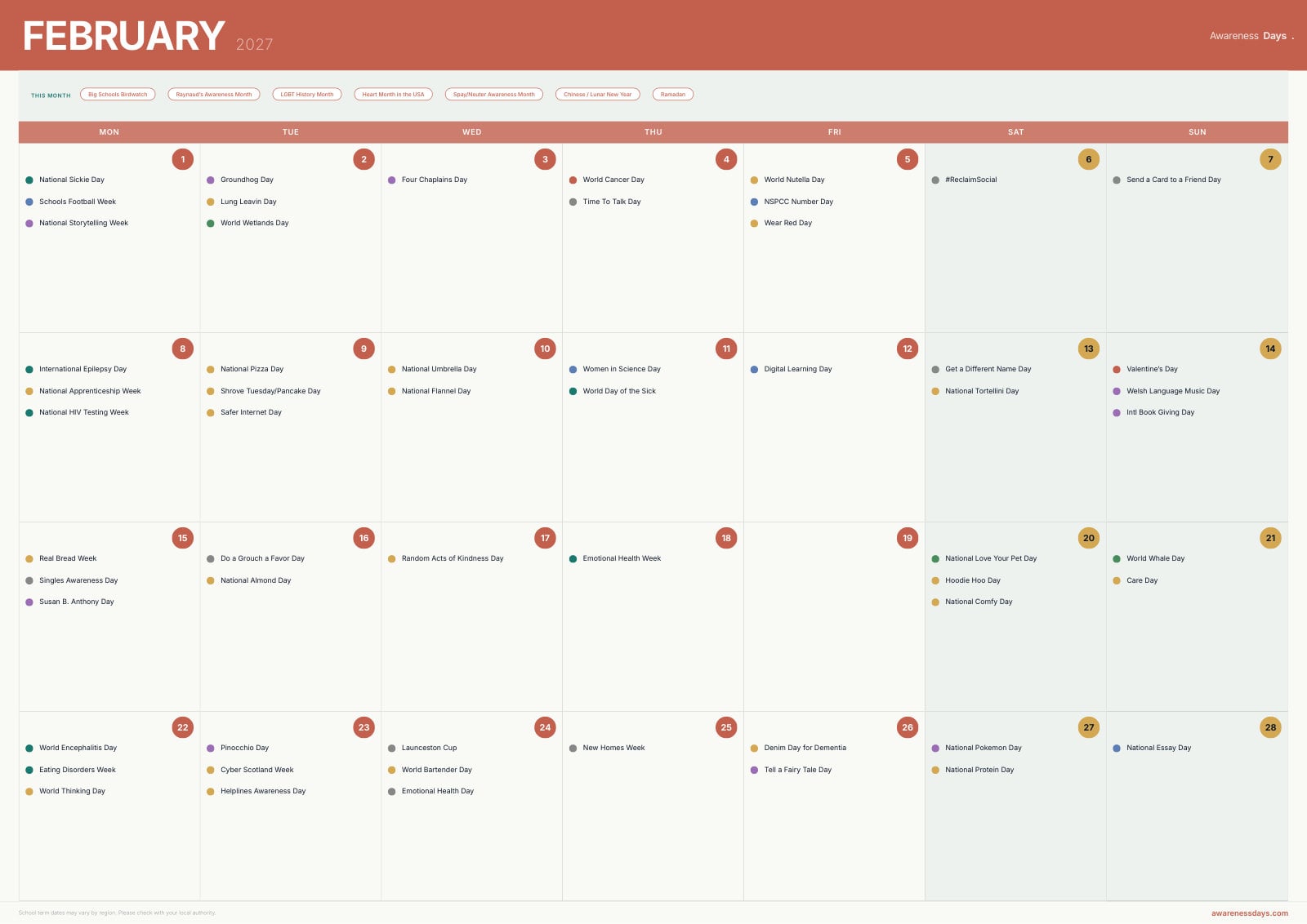 School calendar preview