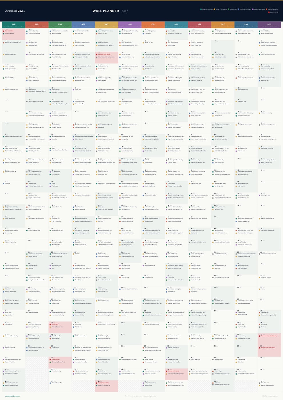 Printable wall planner preview